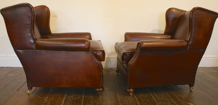 Wing Back Leather Club Chairs